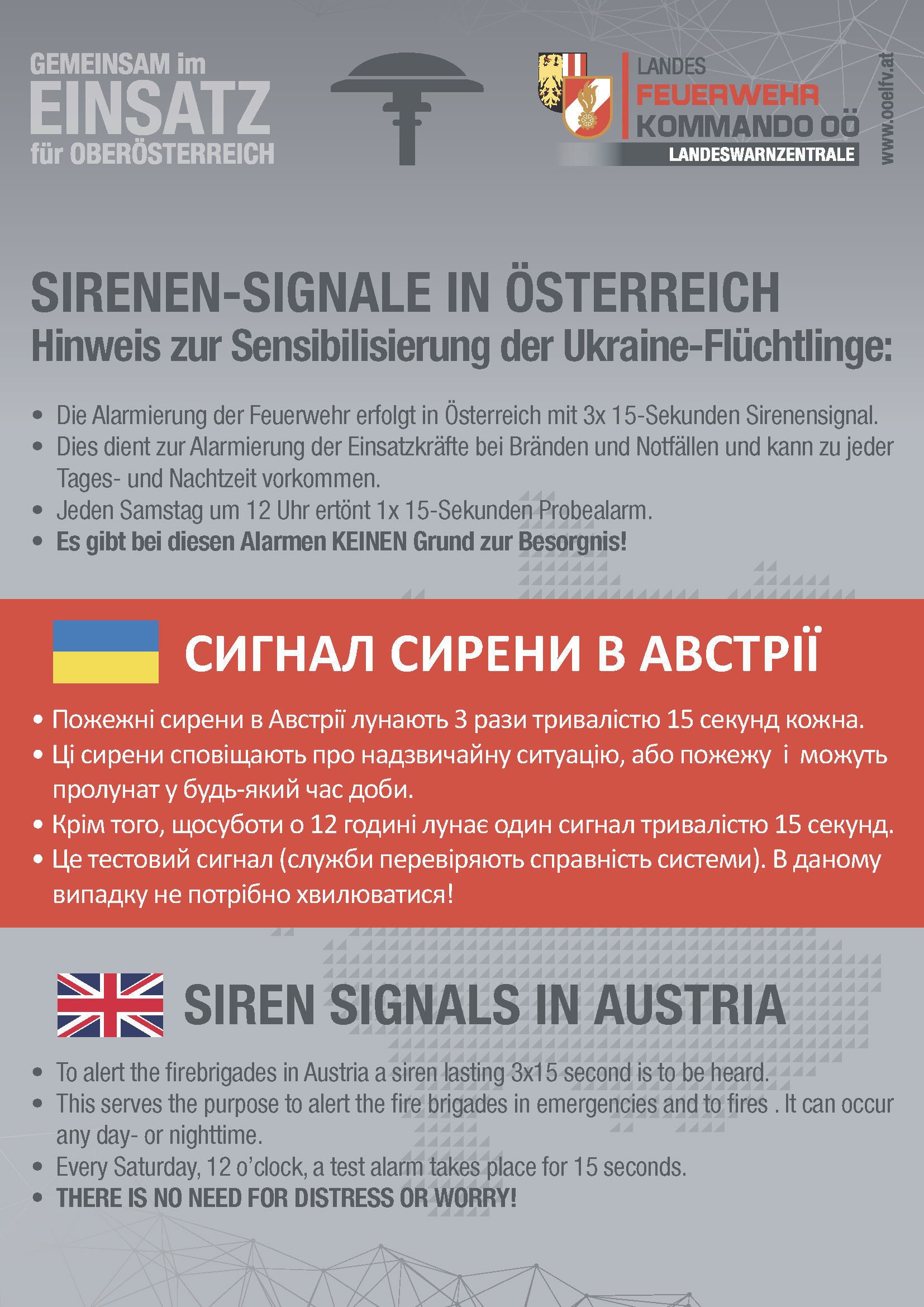 Sirenen-Signale Österreich
